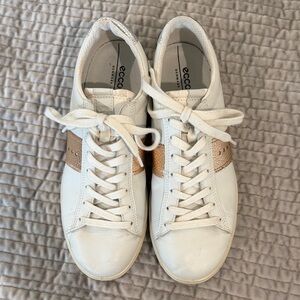 Ecco Women's White and Brown Sneakers